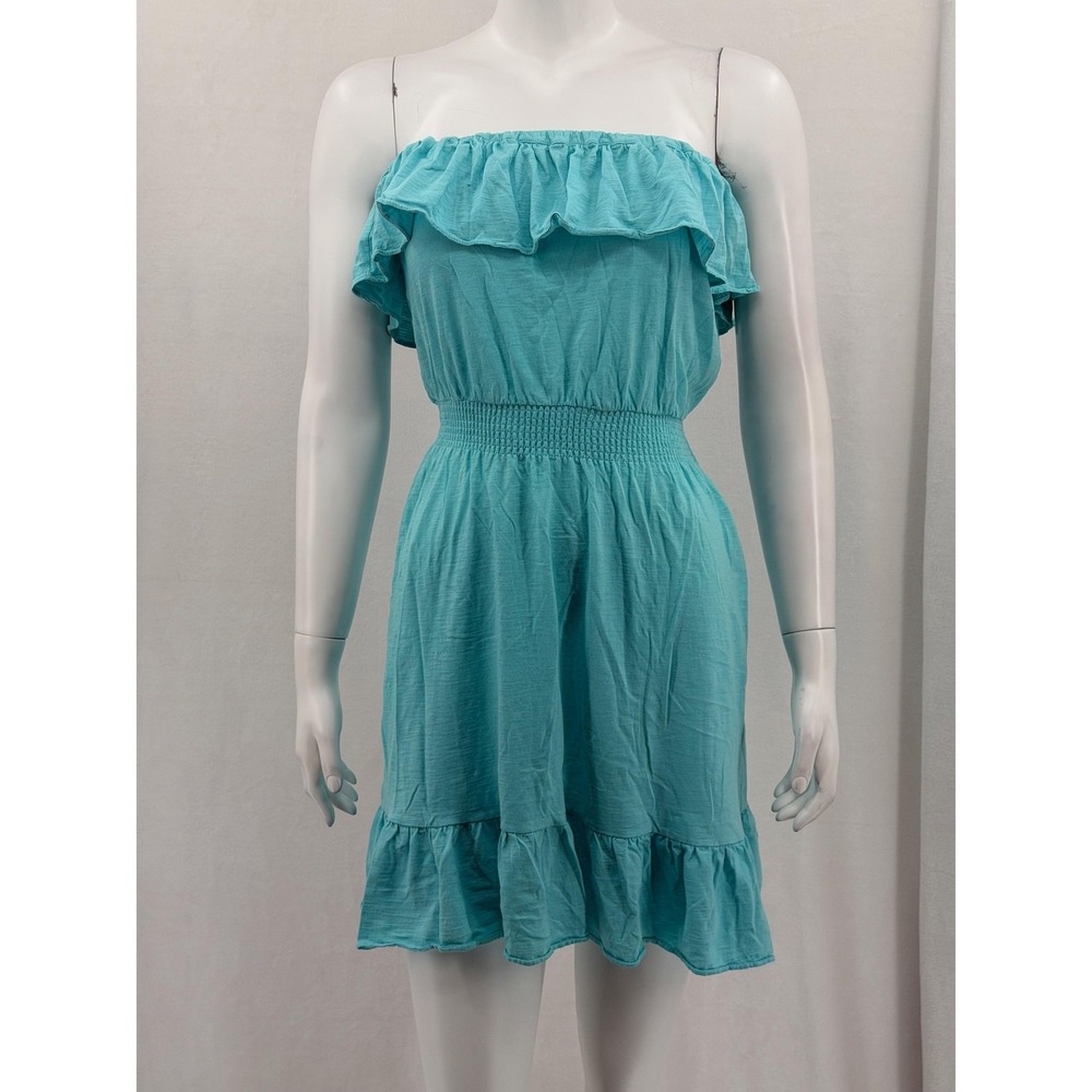 Lilly Pulitzer Dress Women XS Blue Strapless Ruffle Beach Summer Vacation Cotton - Picture 1 of 14